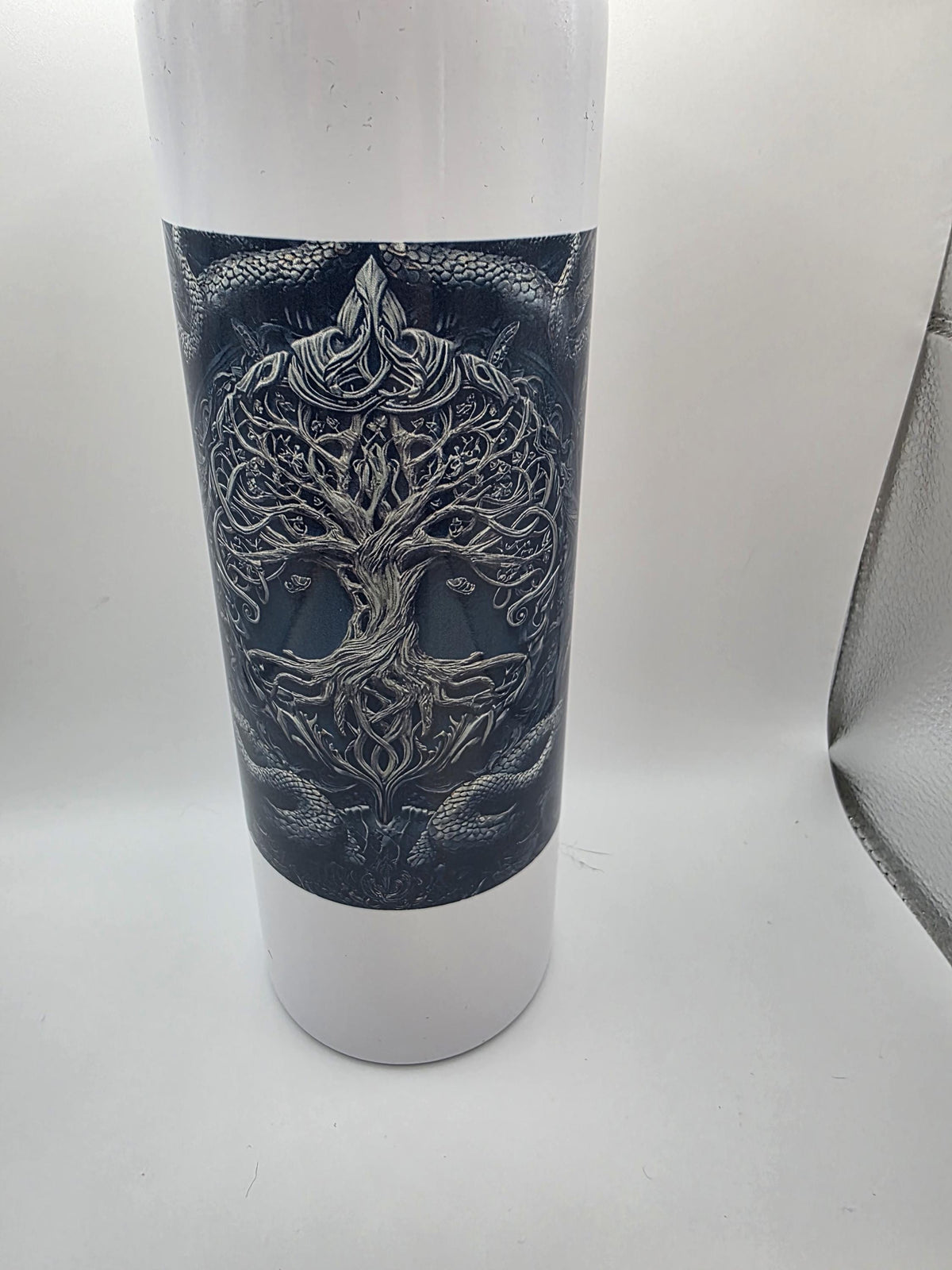 20 Ounce Metal Tumbler with lid and straw and box Tree of Life