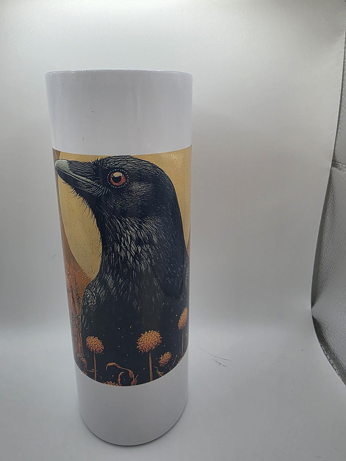 20 Ounce Metal Tumbler with lid and straw and box Crow