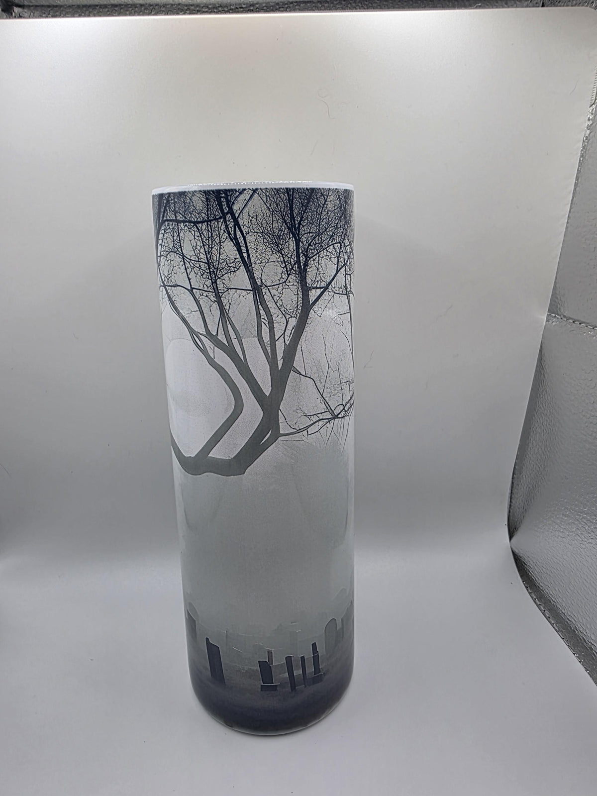 20 Ounce Tumbler with lid and straw and box Graveyard