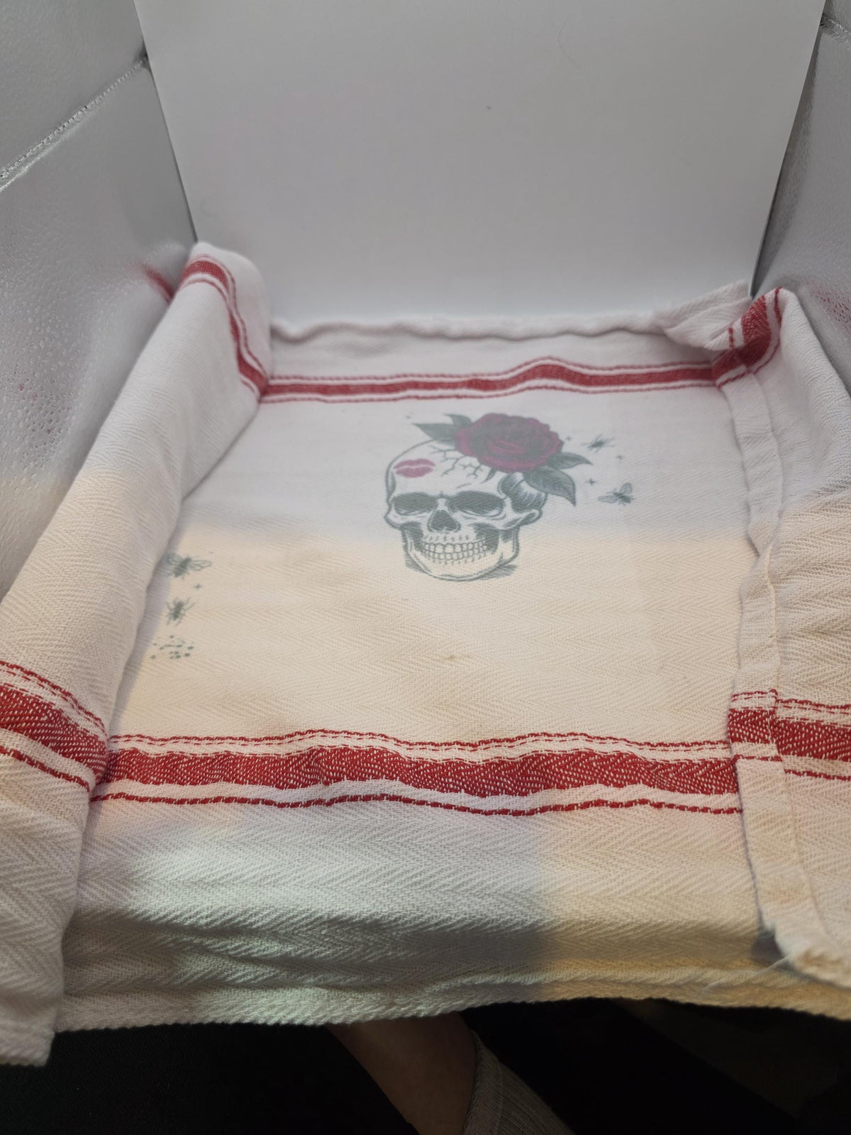 Skull Dish Towel Red