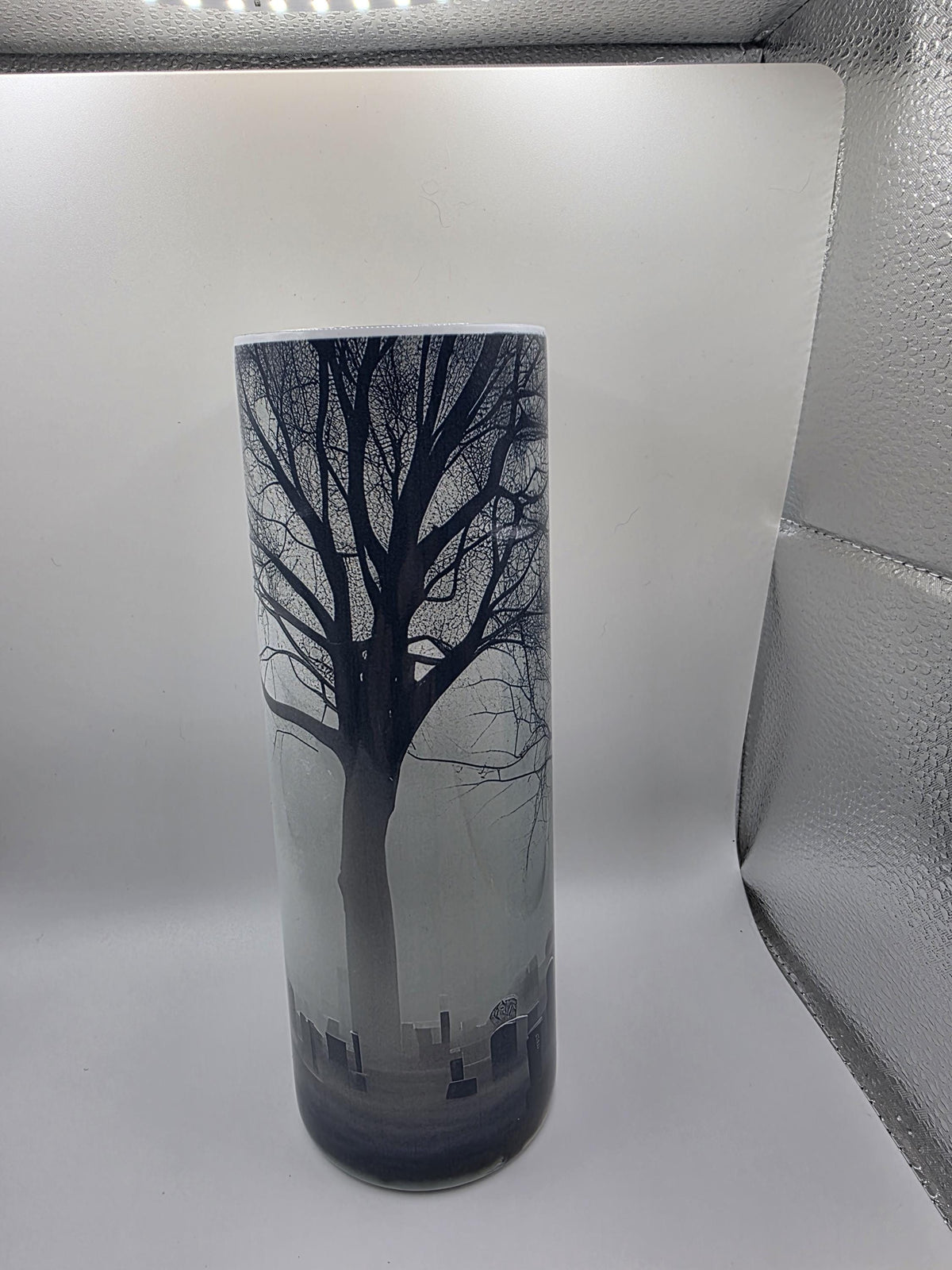 20 Ounce Tumbler with lid and straw and box Graveyard
