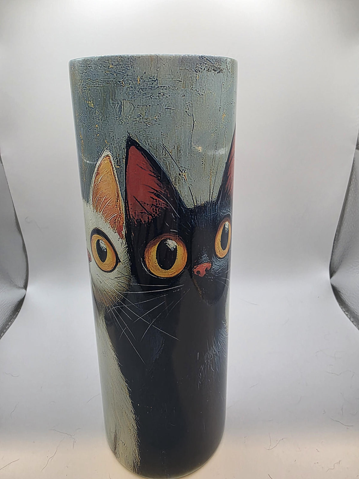 20 Ounce Tumbler with lid and straw and box  Trio of cats