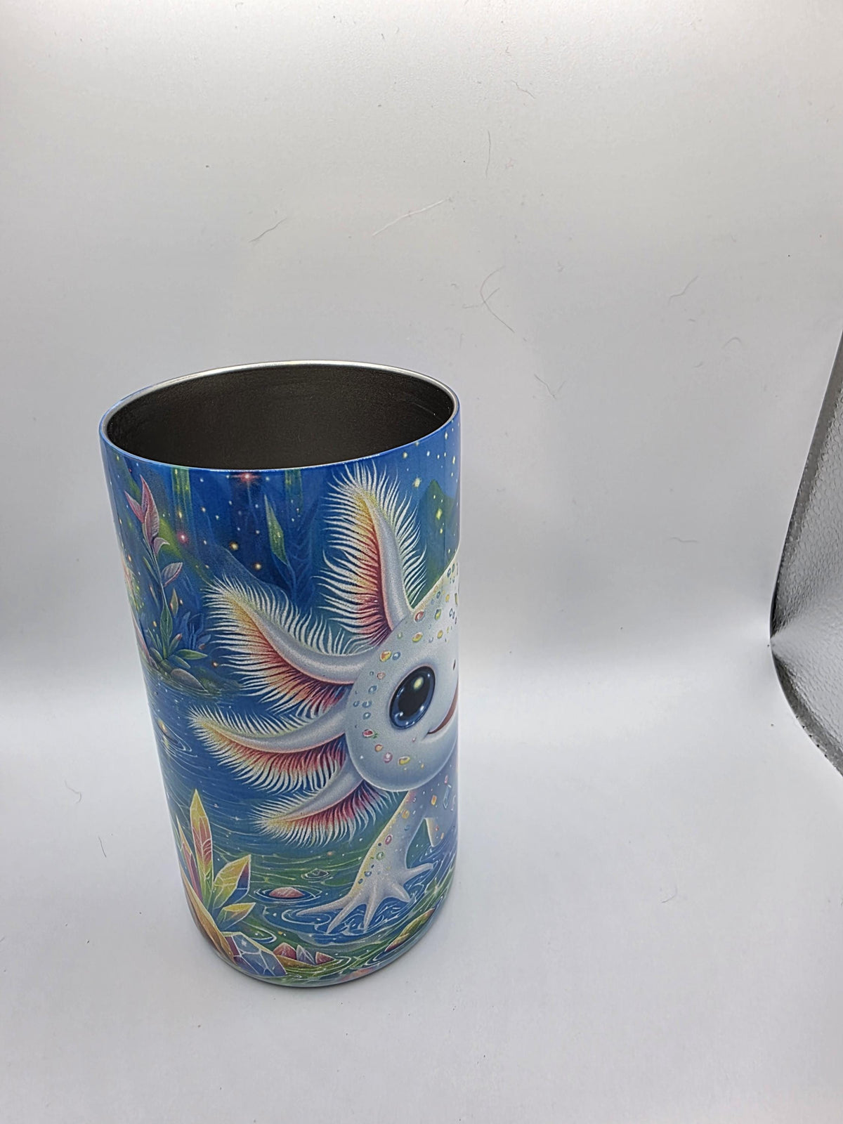 12 Ounce Kids Tumbler with lid and straw and box Axolotl
