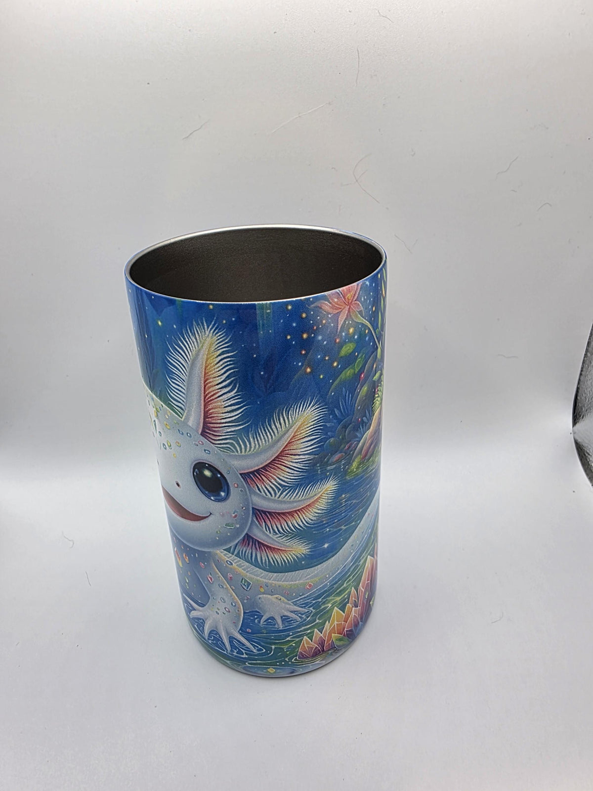 12 Ounce Kids Tumbler with lid and straw and box Axolotl