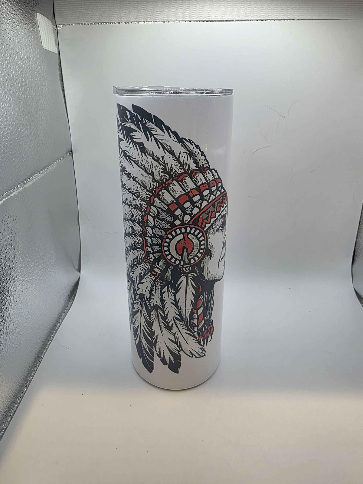 20 Ounce Tumbler Black and Red Indian Chief
