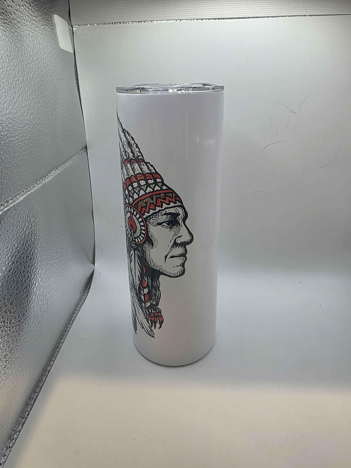 20 Ounce Tumbler Black and Red Indian Chief
