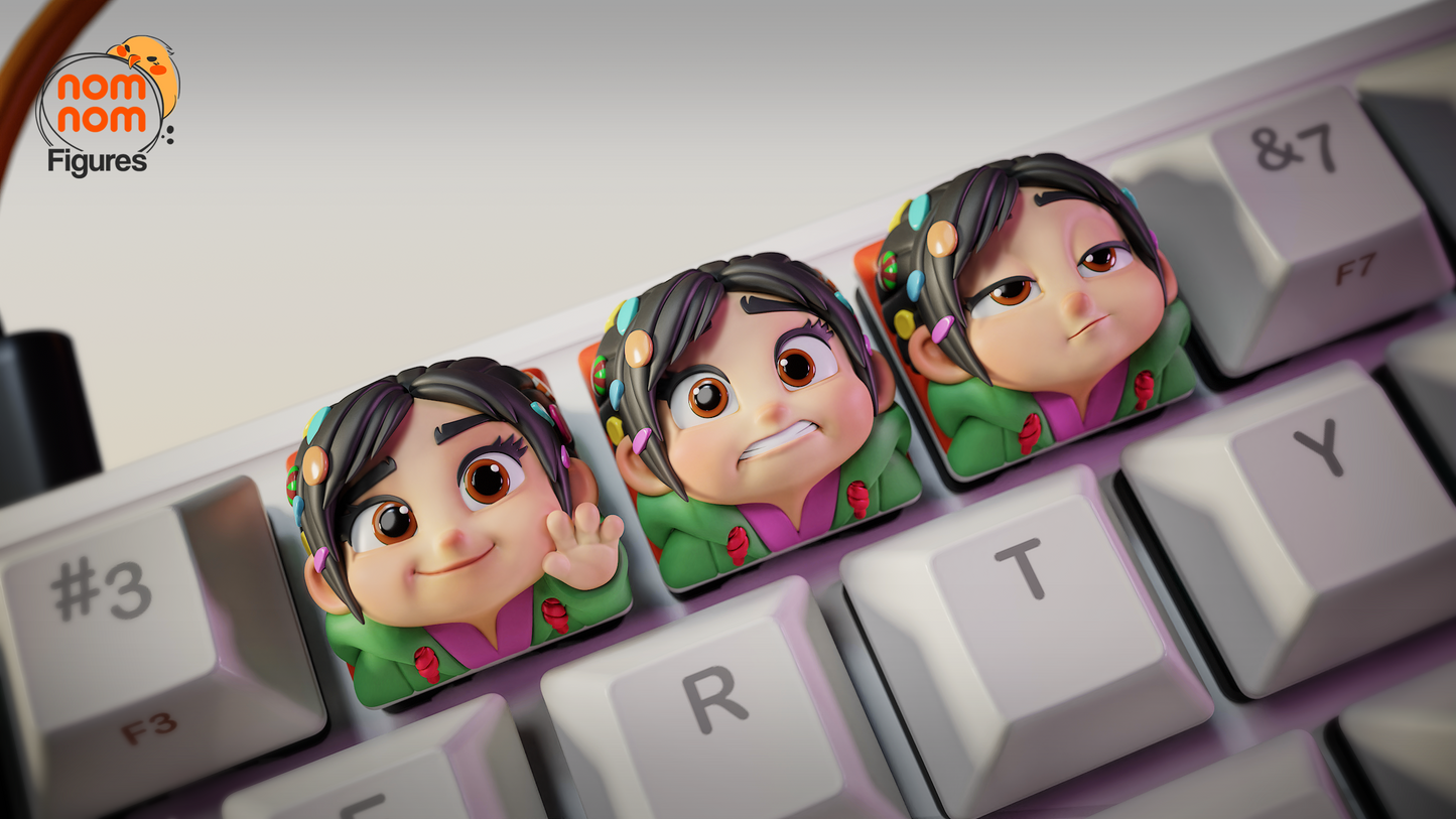 Unpainted Vanellope Von Scheweetz Wreck it Ralph Key Caps